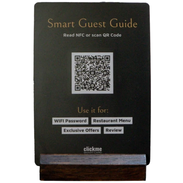 Smart NFC și QR Code Sign incl. Stand din lemn