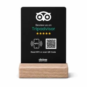 Tripadvisor Review NFC / QR Display / wooden stand / 100x150mm