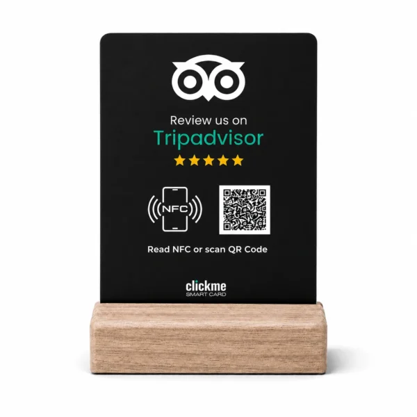 Tripadvisor Review NFC / QR Display / houten voet / 100x150mm
