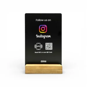 Instagram Follow Display NFC + QR / Walnut Base / 100x150mm