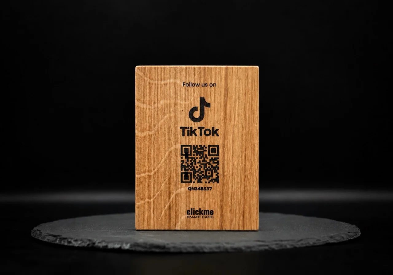 Tiktok Follow QR Wooden Board - ClickMe Smart Card